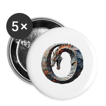Buchstabe "O" im Drachendesign. - Buttons groß 56 mm (5er Pack) - Weiß - Vorne