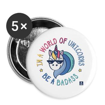 Badass unicorn - Buttons large 2.2''/56 mm (5-pack) - white - Front