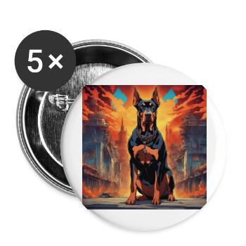 Doberman from Hell - Buttons large 2.2''/56 mm (5-pack) - white - Front