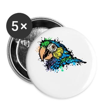 Animal Lover, Zoo, Pet, Tropical, Parrot, Bird - Buttons large 2.2''/56 mm (5-pack) - white - Front