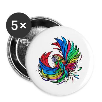 Animal Animal Lover Pet Bird Parrot Zoo - Buttons large 2.2''/56 mm (5-pack) - white - Front