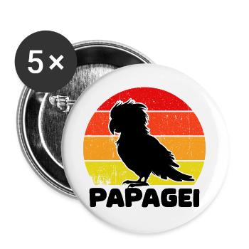Bird, Parrot, Animal Lover, Pet, Tropical, - Buttons large 2.2''/56 mm (5-pack) - white - Front