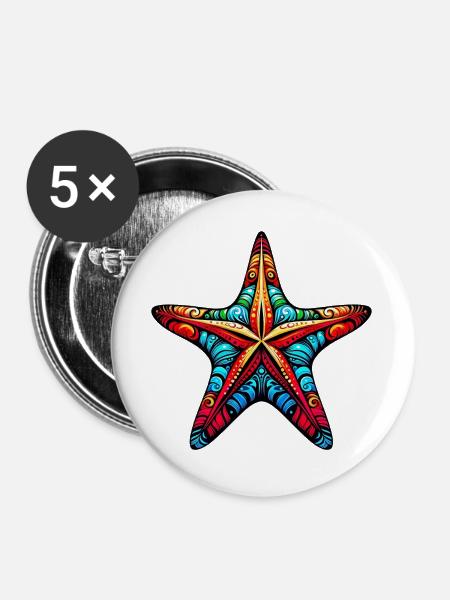 Seestern - Buttons groß 56 mm (5er Pack) - Weiß