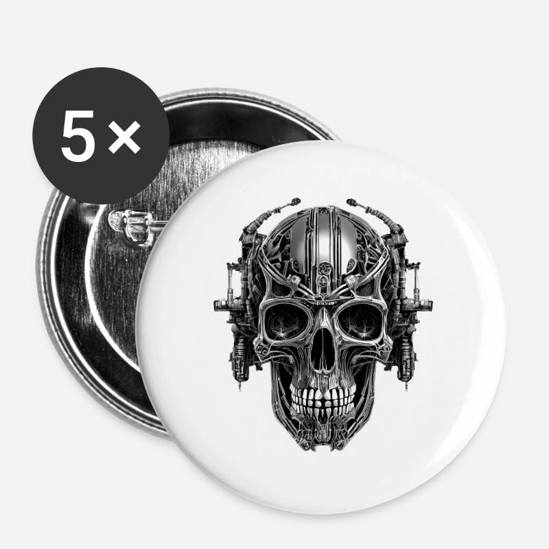 Cyborg - Buttons large 2.2''/56 mm (5-pack) - white