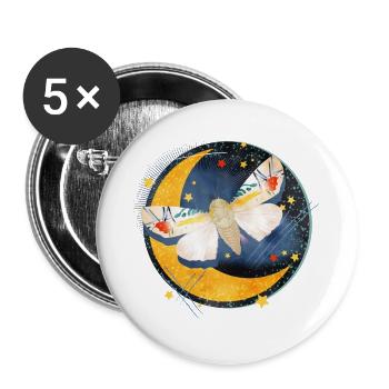 rare exotic moth in the moonlight - Buttons large 2.2''/56 mm (5-pack) - white - Front