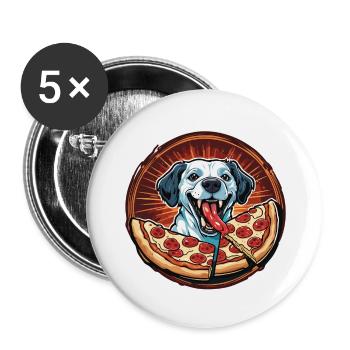 Pizza / Fast Food / Italienisch / Margherita - Buttons groß 56 mm (5er Pack) - Weiß - Vorne
