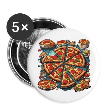 Pizza / Fast Food / Italian / Margherita - Buttons large 2.2''/56 mm (5-pack) - white - Front