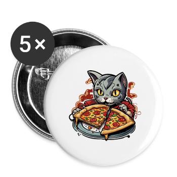 Pizza / Fast Food / Italian / Margherita - Buttons large 2.2''/56 mm (5-pack) - white - Front