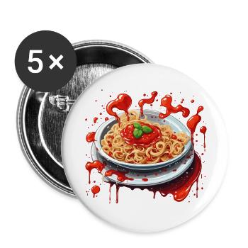 Spaghetti / Pâtes / Pâtes / Italie / Pizzeria - Lot de 5 grands badges (56 mm) - blanc - Devant