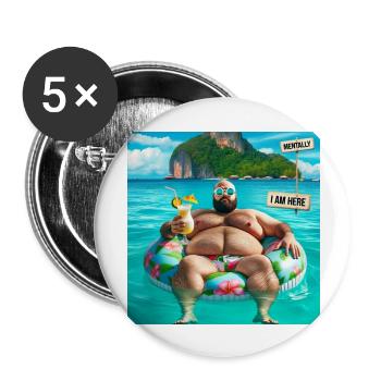 Tropische Insel - mentally I am here - Buttons groß 56 mm (5er Pack) - Weiß - Vorne