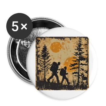 Hiking, Hiking, Mountains, Nature, Camping, Summit, Alps - Buttons large 2.2''/56 mm (5-pack) - white - Front