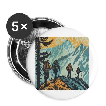 Hiking, Hiking, Mountains, Nature, Camping, Summit, Alps - Buttons large 2.2''/56 mm (5-pack) - white - Front
