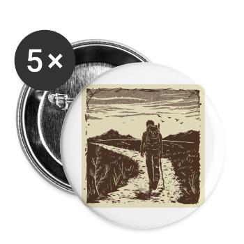 Hiking, Hiking, Mountains, Nature, Camping, Summit, Alps - Buttons large 2.2''/56 mm (5-pack) - white - Front