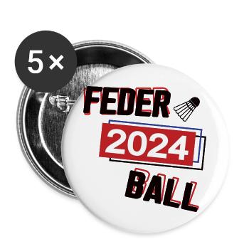 Federball in 2024 Sport Spiel Spielerin Badminton - Buttons groß 56 mm (5er Pack) - Weiß - Vorne