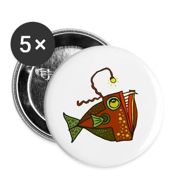 Anglerfisch - Buttons groß 56 mm (5er Pack) - Weiß - Vorne