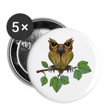 Bunter Vogel - Buttons groß 56 mm (5er Pack) - Weiß - Vorne