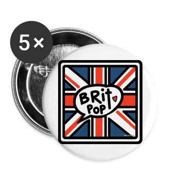 Brit Pop - Union Jack - Buttons large 2.2''/56 mm (5-pack) - white - Front