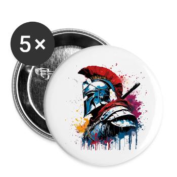 Spartiate / Guerrier / Combattant / Ancien / Sparte - Lot de 5 grands badges (56 mm) - blanc - Devant