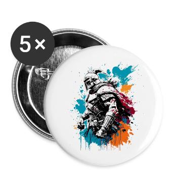 Spartiate / Guerrier / Combattant / Ancien / Sparte - Lot de 5 grands badges (56 mm) - blanc - Devant
