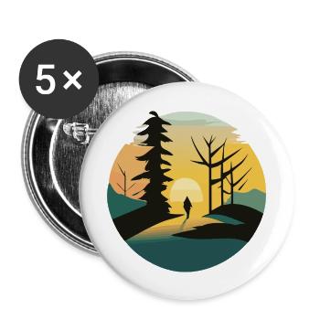 Sunrise in the forest - Buttons large 2.2''/56 mm (5-pack) - white - Front