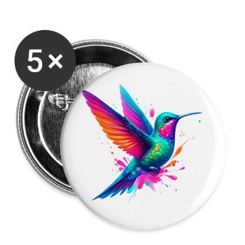 Colibri - Lot de 5 grands badges (56 mm) - blanc - Devant