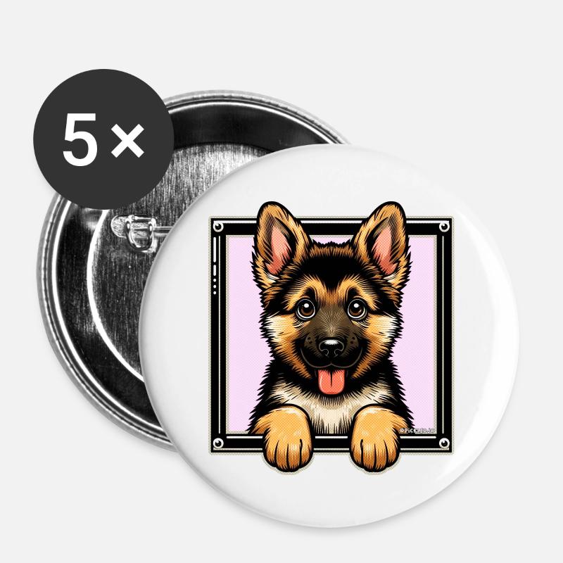 German Shepherd Pup - Buttons large 2.2''/56 mm (5-pack) - white