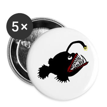 Anglerfisch - Buttons groß 56 mm (5er Pack) - Weiß - Vorne