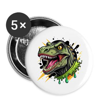 t-rex color splash - Buttons groß 56 mm (5er Pack) - Weiß - Vorne