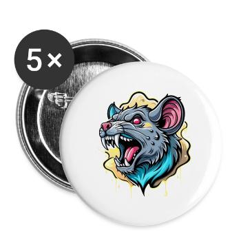 Rat Color Splash - Buttons large 2.2''/56 mm (5-pack) - white - Front