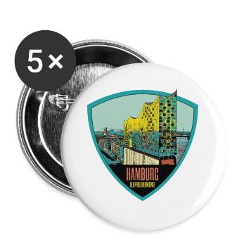 Illustration: , Hamburg - Buttons groß 56 mm (5er Pack) - Weiß - Vorne