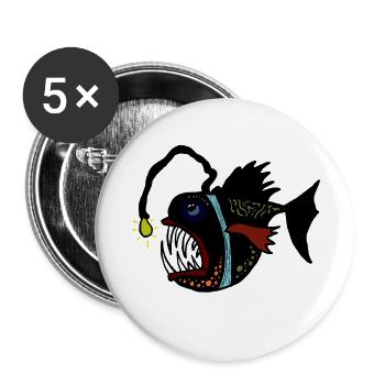 anglerfisch - Buttons groß 56 mm (5er Pack) - Weiß - Vorne