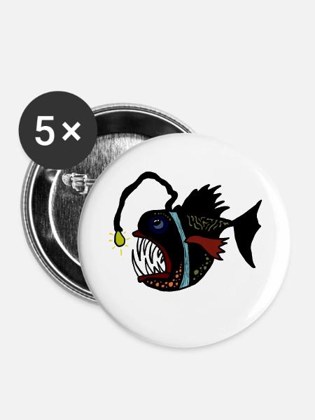 anglerfisch - Buttons groß 56 mm (5er Pack) - Weiß