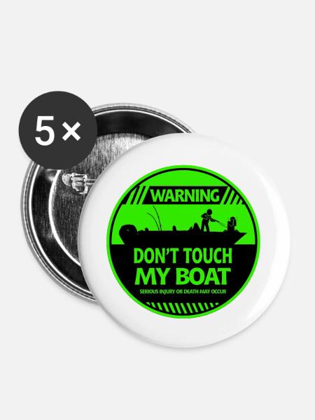 Warnung vor Booten - Buttons groß 56 mm (5er Pack) - Weiß
