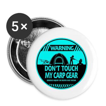 Karpfen-Warnung - Buttons groß 56 mm (5er Pack) - Weiß - Vorne