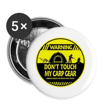 Karpfen-Warnung - Buttons groß 56 mm (5er Pack) - Weiß - Vorne