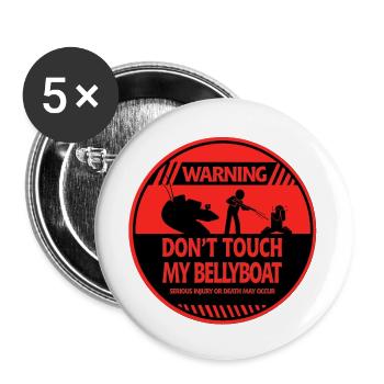 Bellyboat-Warnung - Buttons groß 56 mm (5er Pack) - Weiß - Vorne