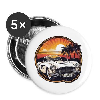 voiture vintage couché de soleil - Lot de 5 grands badges (56 mm) - blanc - Devant