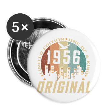 Vintage Décembre 1956 Cadeau d Anniversaire 68 ans - Lot de 5 grands badges (56 mm) - blanc - Devant