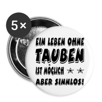 Tauben - Buttons groß 56 mm (5er Pack) - Weiß - Vorne