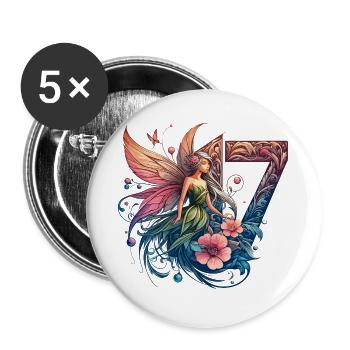 17 ans fée elfe mignon cadeau d’anniversaire - Lot de 5 grands badges (56 mm) - blanc - Devant
