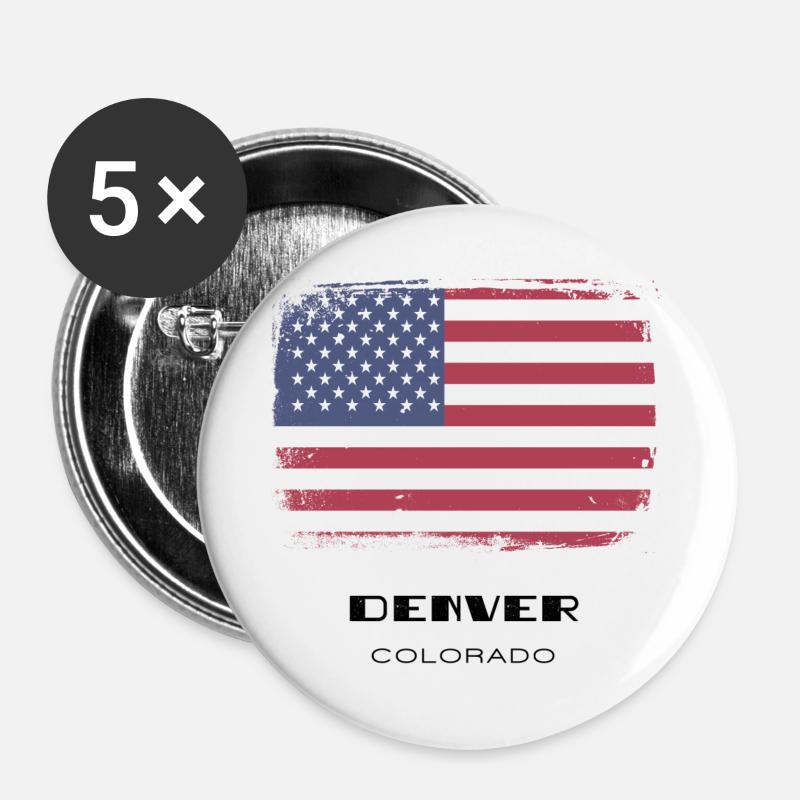 Denver, Colorado, USA - Buttons large 2.2''/56 mm (5-pack) - white