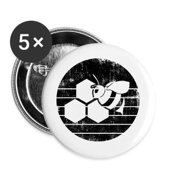 Abeille - Lot de 5 grands badges (56 mm) - blanc - Devant