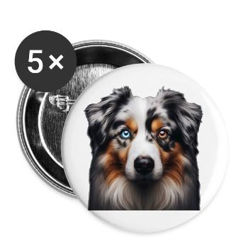Australian Shepherd - Buttons groß 56 mm (5er Pack) - Weiß - Vorne