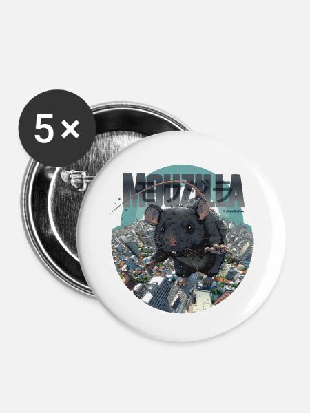 MOUZILLA - Buttons groß 56 mm (5er Pack) - Weiß