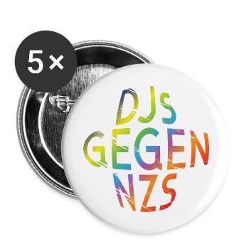 DJs gegen NZS rundes Logo Regenbogen Design - Buttons groß 56 mm (5er Pack) - Weiß - Vorne