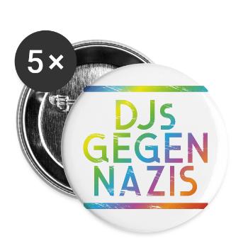 DJs gegen Nazis Regenbogen - Buttons groß 56 mm (5er Pack) - Weiß - Vorne