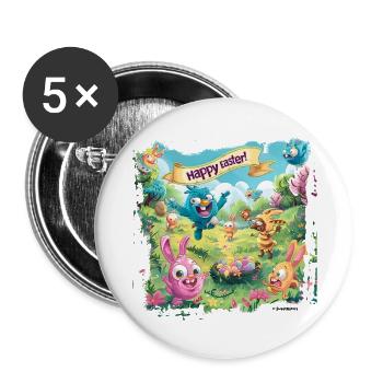 Monde de Pâques - Lot de 5 grands badges (56 mm) - blanc - Devant