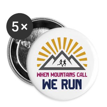Trailrunner - Wenn die Berge rufen - wir laufen - Buttons groß 56 mm (5er Pack) - Weiß - Vorne
