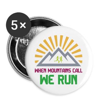Trailrunner - Wenn die Berge rufen - wir laufen - Buttons groß 56 mm (5er Pack) - Weiß - Vorne