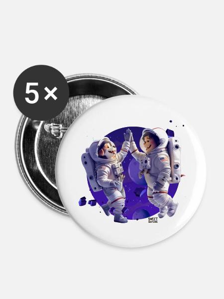 Willkommen im Weltraum! - Buttons groß 56 mm (5er Pack) - Weiß